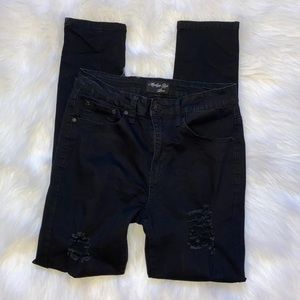 Monkey Ride Black Distressed Skinny High Waist Jeans